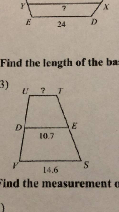 Find the length of the base indicated for each trapezoid
Please help :)