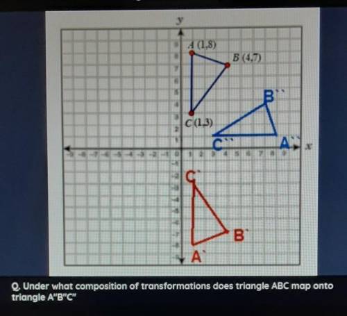 Under what composition of transformations does triangle ABC map onto triangle ABC

A. Rotation