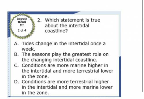 Which statement is true about the intertidal coastline
