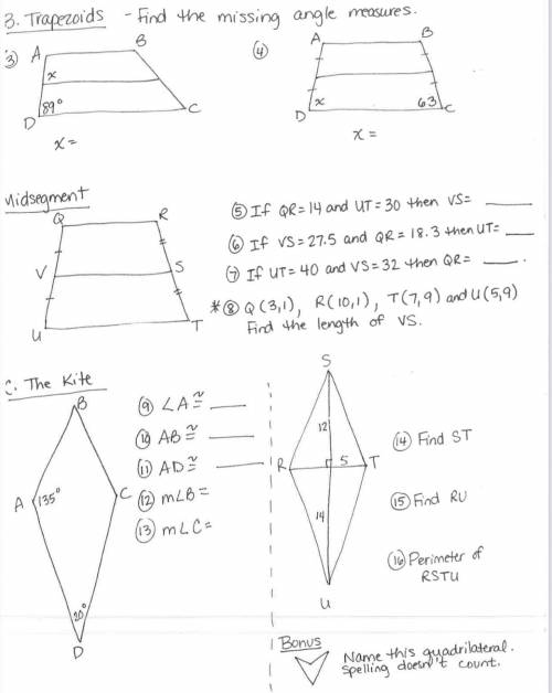 Please help me with the geometry answers in the picture below