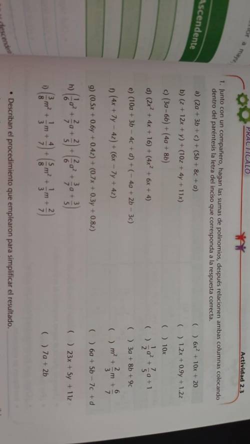 cuanto es (2a + 3b + c) + (5b + 8c + a) ??? cuanto es o como se resuelven estas operaciones lo nece