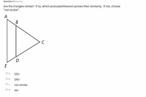 Are the triangles similar? If so, which postulate/theorem proves their similarity. If not, choose