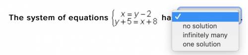 Please help me

The system of equations (picture shown) has (blank)
blank options