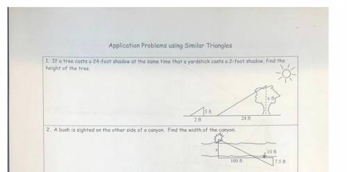 Plsss help - Application problems using similar triangles ↓