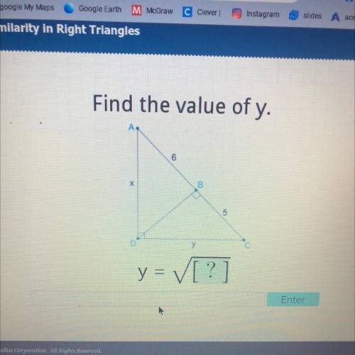 Acellus
Find the value of y.
6
X
B
5
D
y
С
y = [?]
Enter