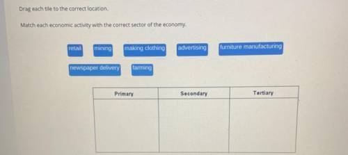 Match each economic activity with the correct sector of the economy.