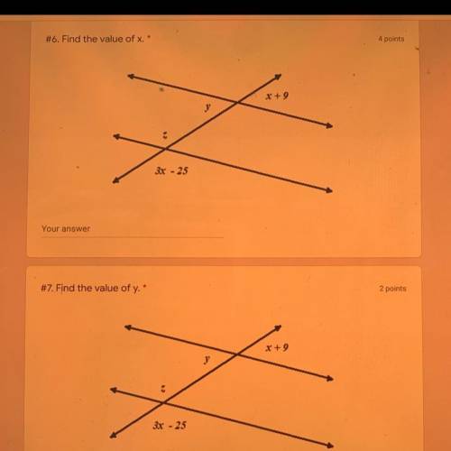Need the answers to find the value of x and y