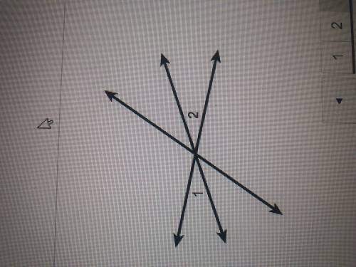 Which relationship describes angles one and two

Adjacent angles 
Complementary angles
Vertical an