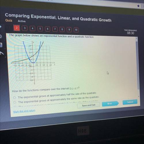 WILL MARK BRAINLENIST IF CORRECT

The graph below shows an exponential function and a quadratic fu