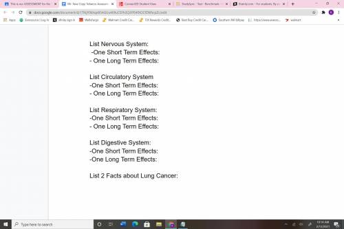 Okay so im really confused on these questions. im learning about tobacco but i dont know what to pu