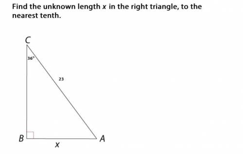 PLS HURRY URGENT!! Find the unknown length x in the right triangle, to the nearest tenth.