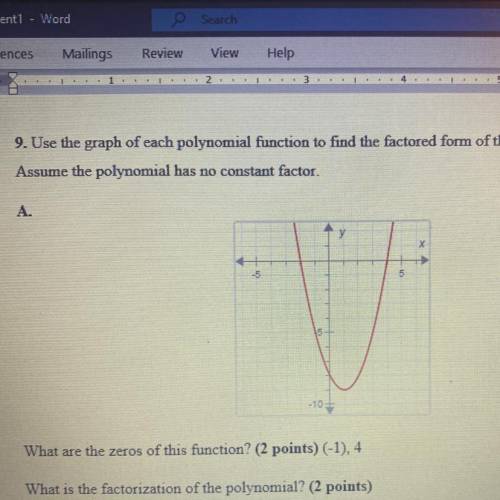 9. Use the graph of each polynomial function to find the factored form of the related polynomial.