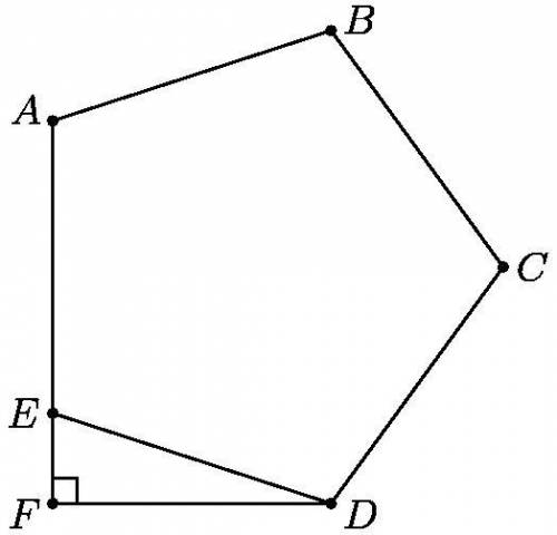 In the diagram below, points A, E, and F lie on the same line. If ABCDE is a regular pentagon, and