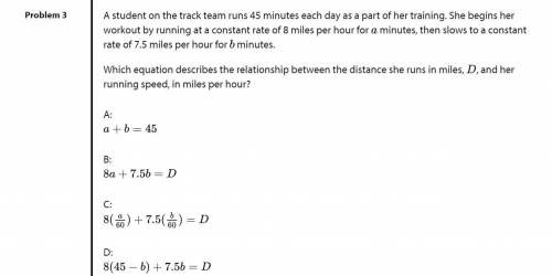 A student on the track team runs 45 minutes each day as a part of her training. She begins her work