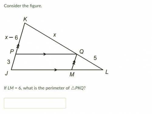 If LM = 6, what is the perimeter of △PKQ?