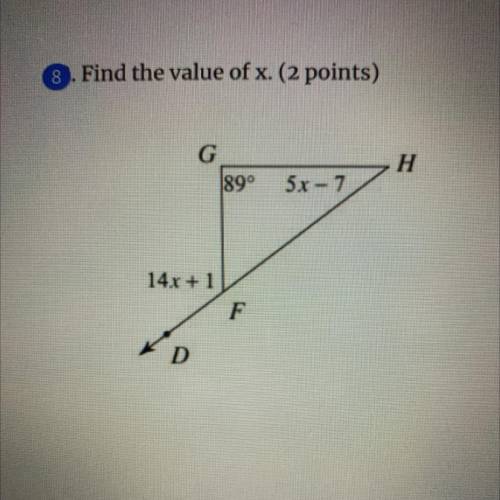 Find the value of x. (2 points)
Please help