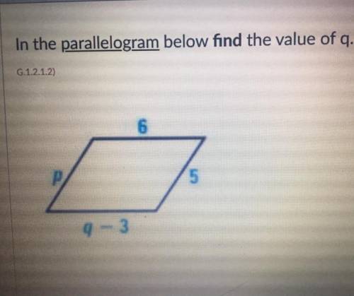 In the parallelogram below find the value of q
