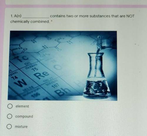 A(n)_______ contains two or more substances that are not chemically combined. (pic down below)​