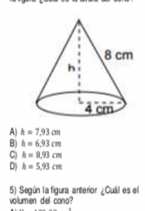 Volumen de un cono con altura de 8cm y base de 4cm​