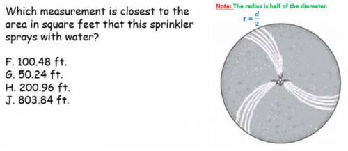A rotating lawn sprinkler sprays water in a circular area of the grass, as shown in the picture. Th