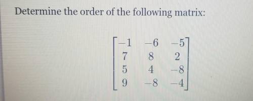 Determine the order of the following matrix