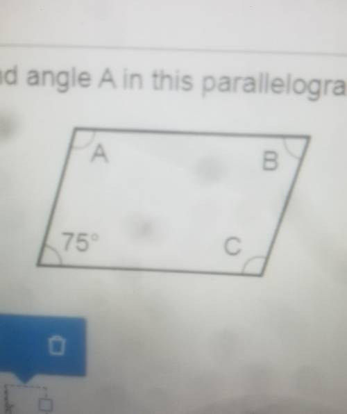 Find angle A in this parallelogram.