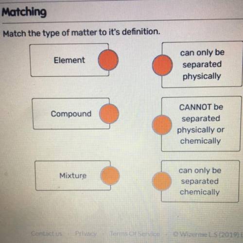 Match the type of matter to its definition