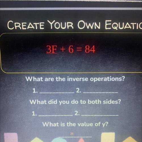 What the inverse operation for 3f + 6 = 84