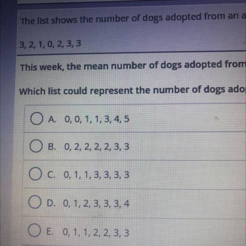 Which list could represent the number of dogs adopted from the animal shelter each day this week ?