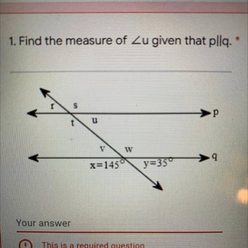 Find the measure of u given that pllq