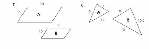 Determine if the figures are similar. If yes, give the scale factor of Figure A to Figure B.