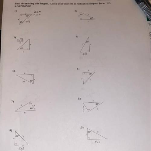Special right triangles 45-45-90 & 30-60-90 formula!!
finding missing side lengths