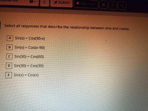Select all responses that describe the relationship between sine and cosine
