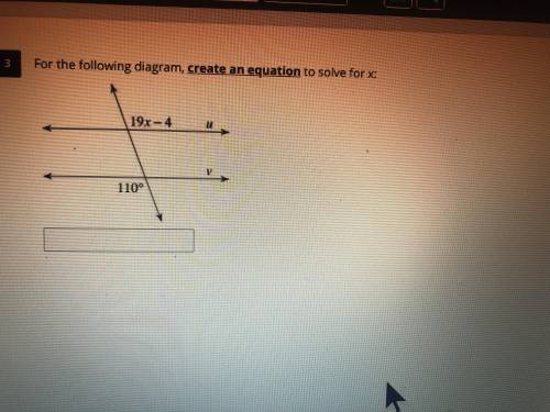 For the following diagram l, create an equation to solve for x: