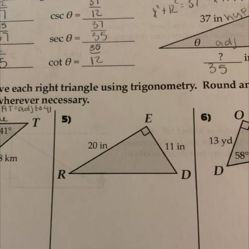 5: it says to solve using trigonometry but i’m confused on it