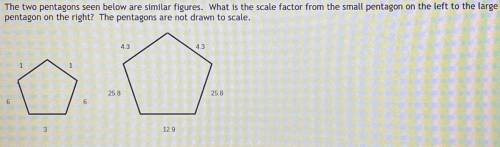 The two pentagons seen below are similar figures. What is the scale factor from the small pentagon