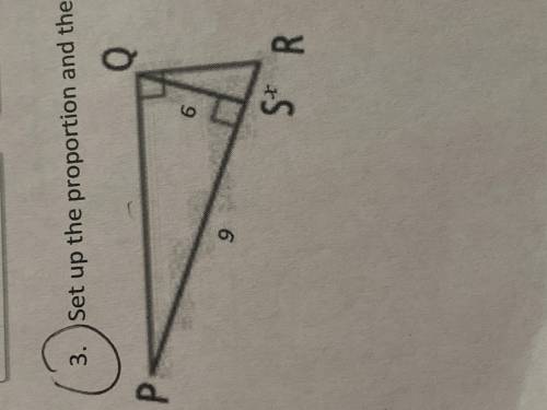 Set up the proportion and then solve for x (Redraw and label the 3 similar triangles to start)