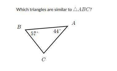 Please help! 
which triangles are similar to ABC? and why?