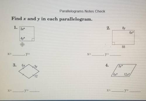 Find x and y in each parallelogramn​