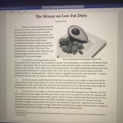 Point of view of the skinny on low-fat diets in one paragraph