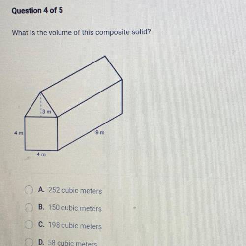 I need help asap i have failed this test multiple times and i want to pass it, What is the volume o