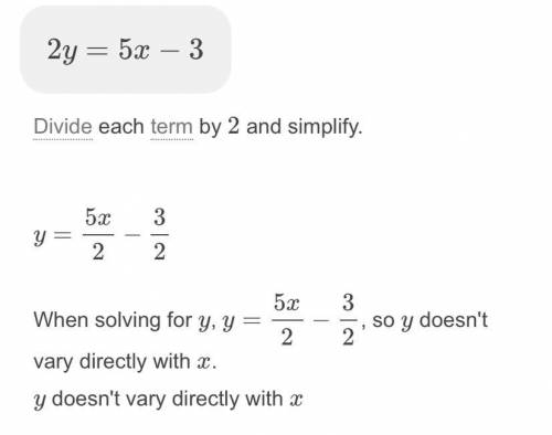 What is the constant of variation for 2y=5x-3