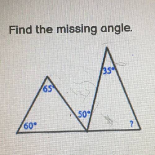 Find the missing angle.
65
50
60
35