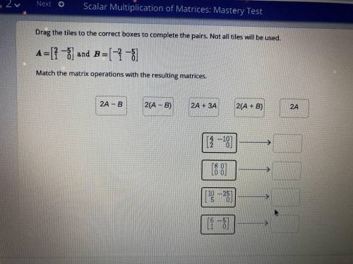 PLEASE HELP Match the matrix operations with the resulting matrices.