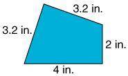What is the perimeter of the quadrilateral?
12 inches
8 inches
4 inches
12.4 inches