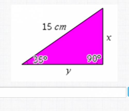 In the triangle below, x= cm round to the nearest tenth