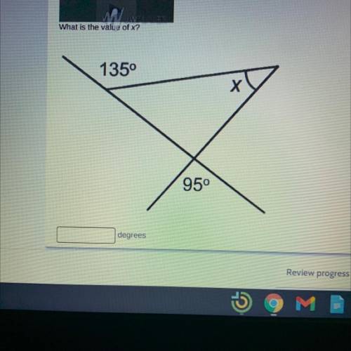 What is the value of x? 135° 95°