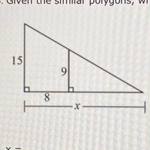 Given the similar polygons, what is the value of X?