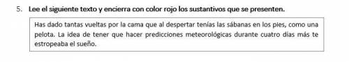 --Task of Spanish, question 5, what are the nouns in the text to enclose

--Tarea de español, preg