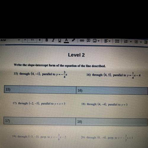 Write the slope intercept form